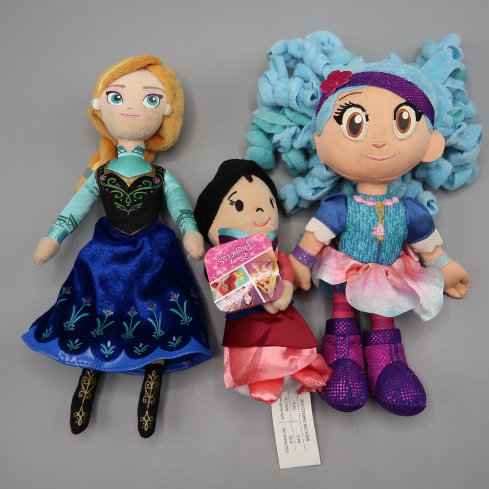Disney Princess Frozen Anna, Mulan, Luna Petunia Plush Soft Doll 9" Lot of 3